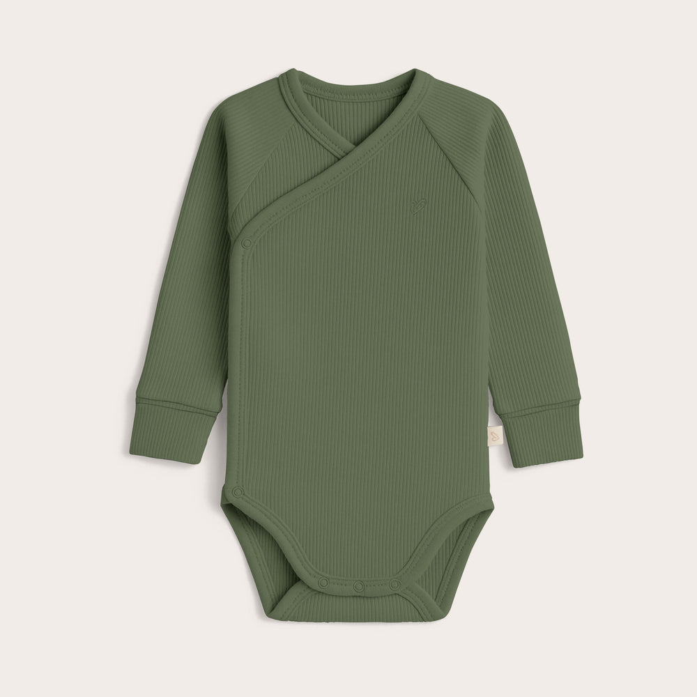 Body kopertowe - Green Olive - z prążkowanej dzianiny