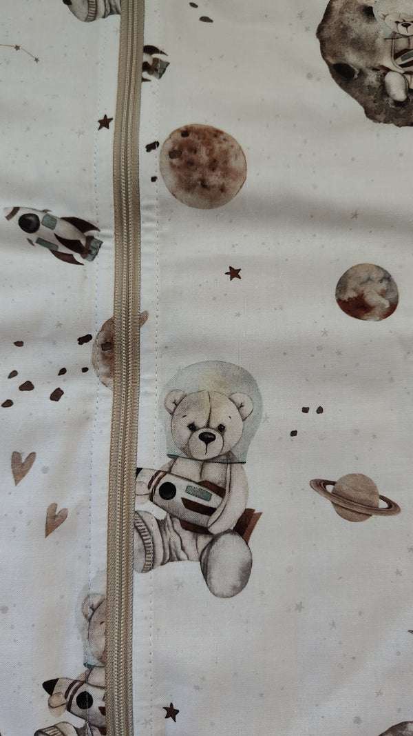 *2 gat. Śpiworek z nogawkami - Space teddy white