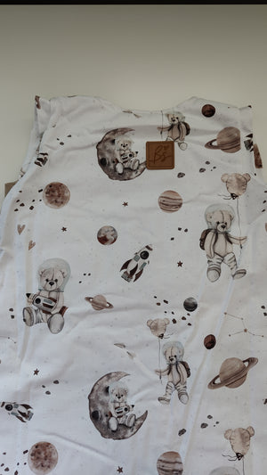 *2 gat. Śpiworek z nogawkami - Space teddy white