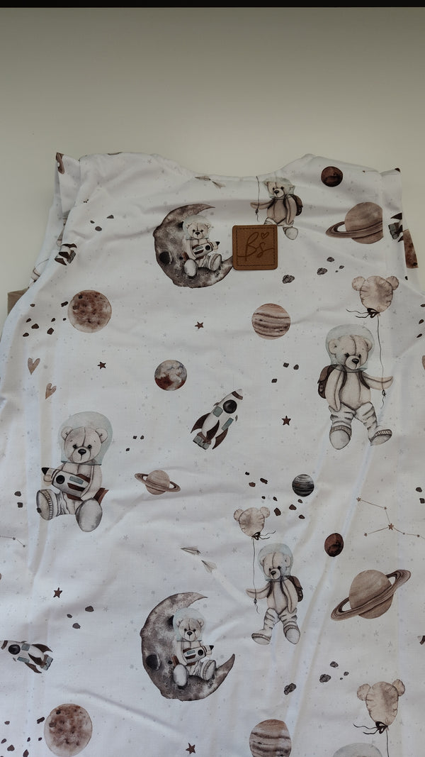 *2 gat. Śpiworek z nogawkami - Space teddy white