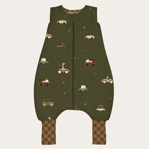 Extra Soft - Dzianinowy & Bambusowy - Śpiworek z nogawkami Retro Auta 2.5 TOG