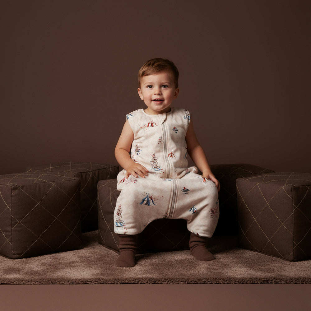 Extra Soft - Dzianinowy & Bambusowy - Śpiworek z nogawkami Bunny Vintage Circus 2.5 TOG