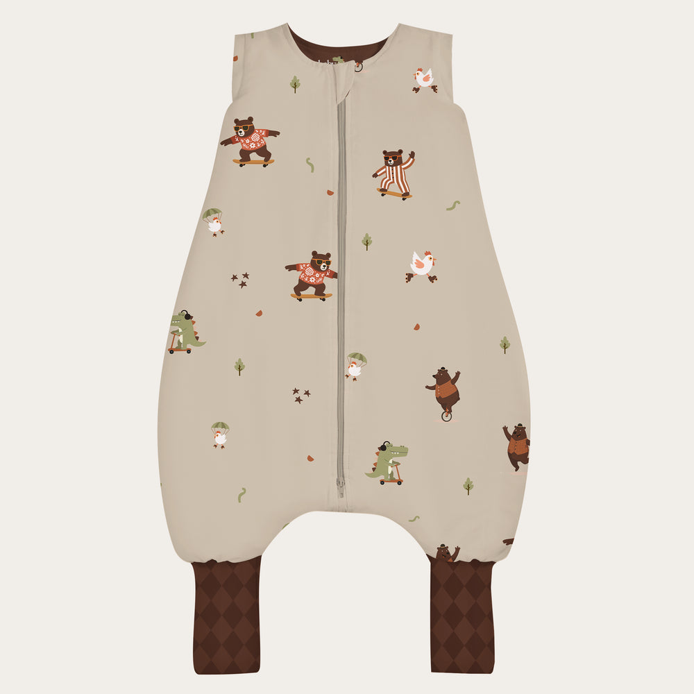 Extra Soft - Dzianinowy & Bambusowy - Śpiworek z nogawkami Boho Niedźwiedzie 2.5 TOG