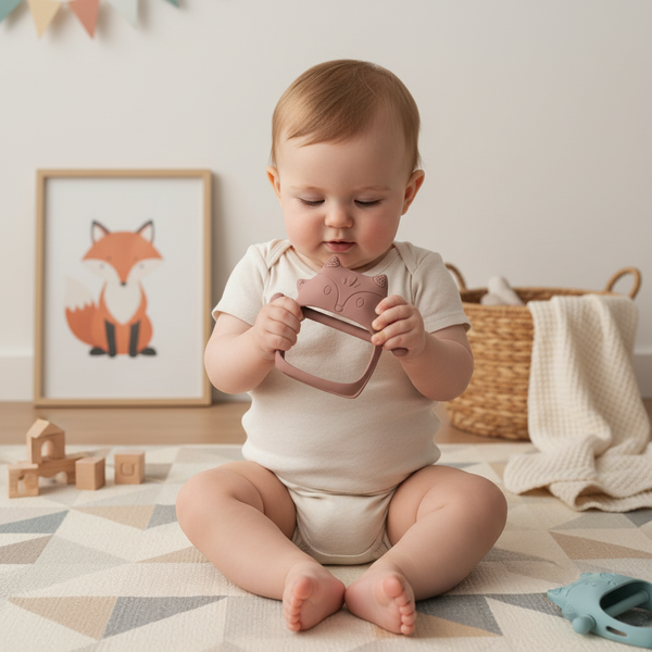 Gryzak silikonowy Lisek - Pastelowy róż