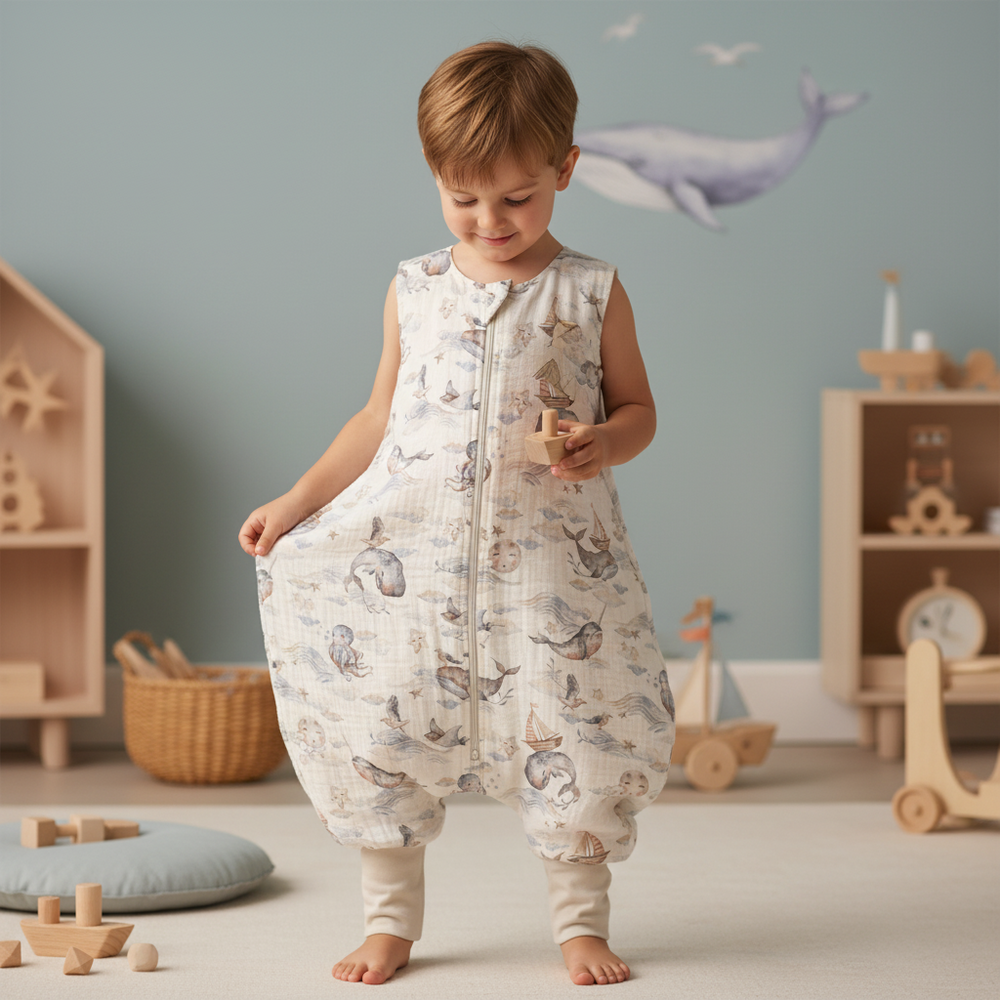 0,5 TOG Muślinowy śpiworek z nogawkami - Magic sea animals