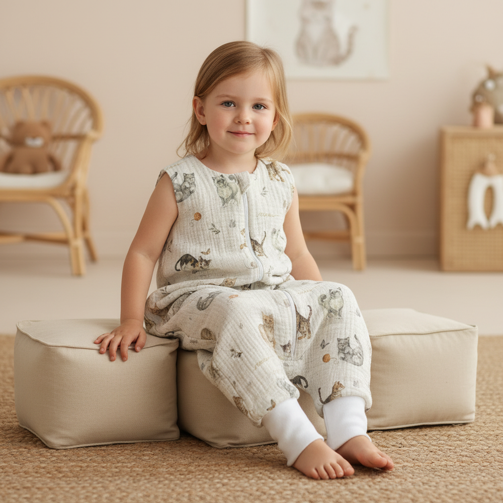 0,5 TOG Muślinowy śpiworek z nogawkami - Cat Lovers