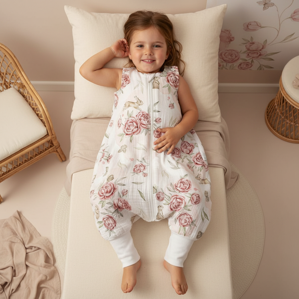0,5 TOG Muślinowy śpiworek z nogawkami - Peony dreamland