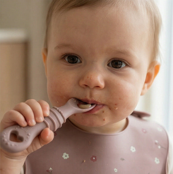 Silikonowy łyżko-widelec - Pastelowy róż