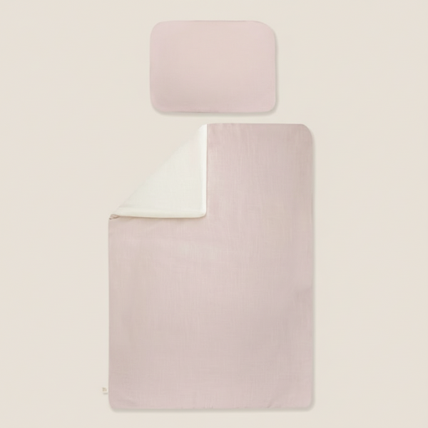 Pościel LINEN dwustronna z wypustką - White/Sepia rose