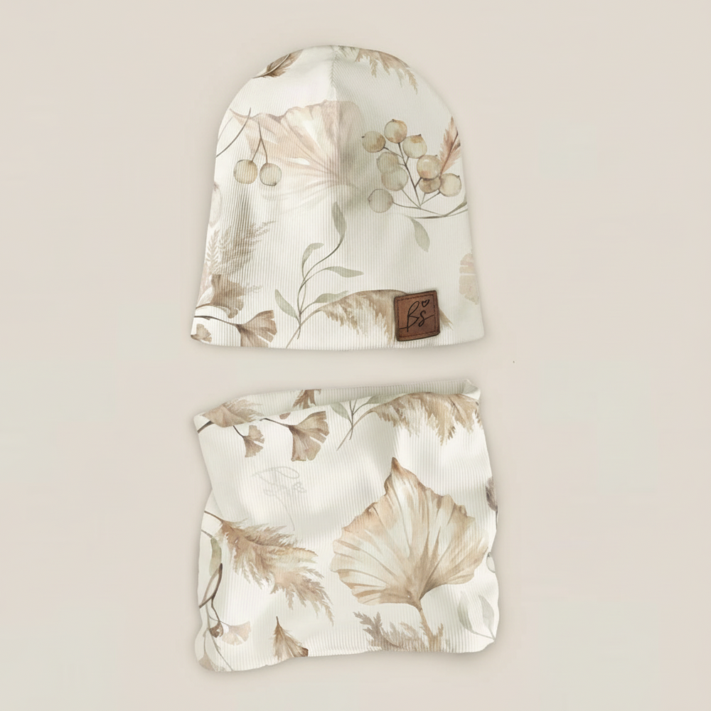 Komplet prążkowany czapka i komin - Boho
