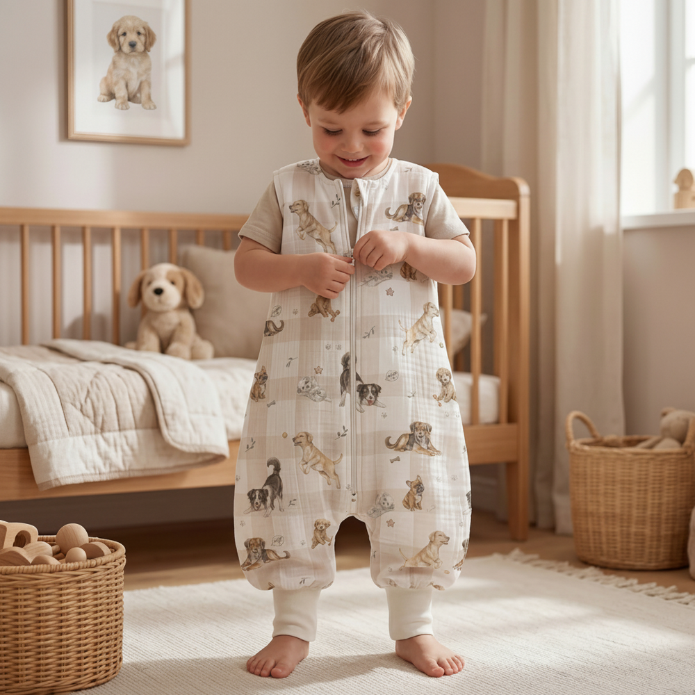 0,5 TOG Muślinowy śpiworek z nogawkami - Pieski