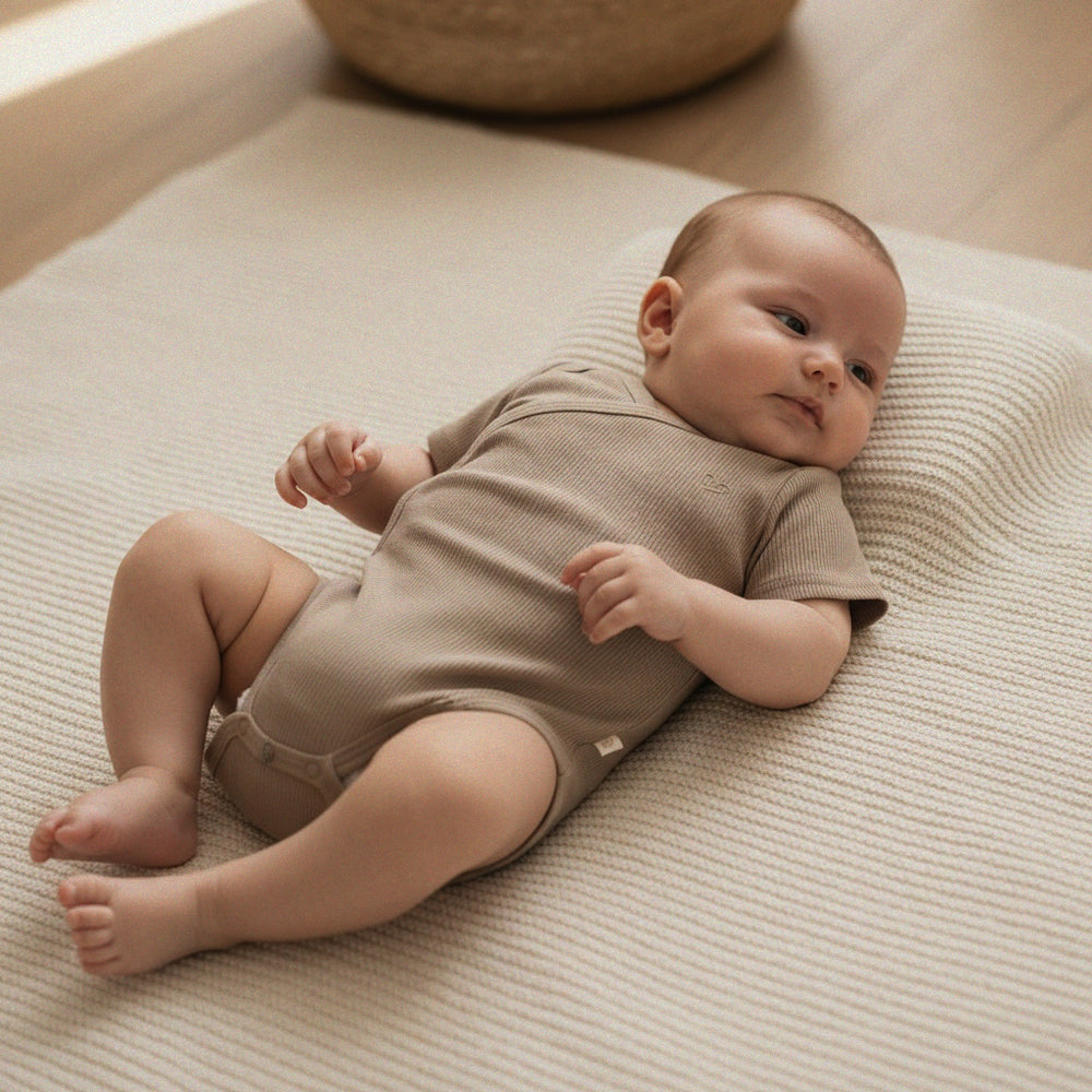 Body kopertowe KR - Taupe - z prążkowanej dzianiny