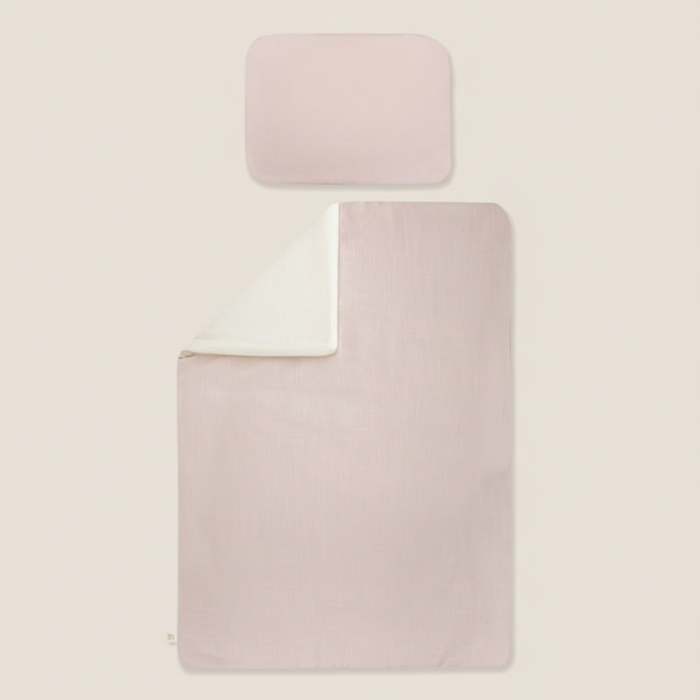 Pościel LINEN dwustronna z wypustką - White/Sepia rose
