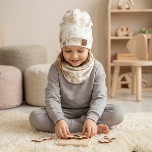 Komplet prążkowany czapka i komin - Boho