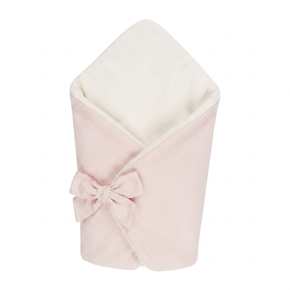 Lniany rożek niemowlęcy White/Sephia rose