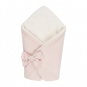 Lniany rożek niemowlęcy White/Sephia rose
